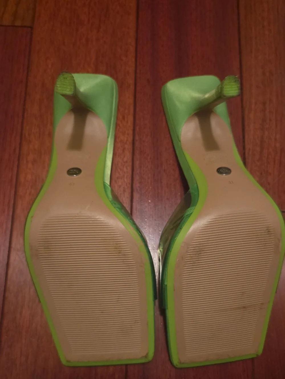 ZARA Lime Green Square-Toe Platform Mules